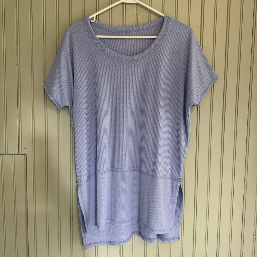 American Eagle Blue Oversized Ribbed Hi-Low Tunic Tee Shirt Size XS